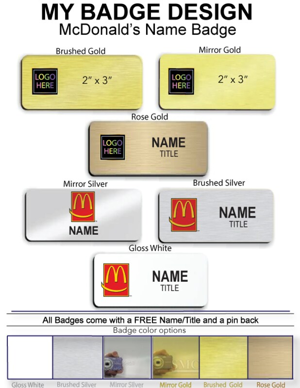 McDonalds 2" x 3" Name Badge (Logo 3)